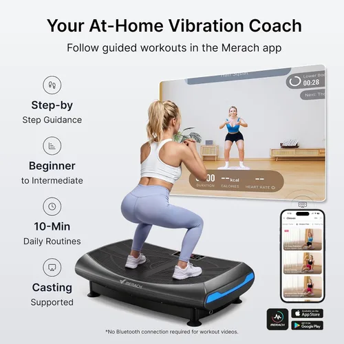 Vista 9 de Merach 4D Vibration Plate Exercise Machine with 450lbs Capacity, 120 Speeds Gris