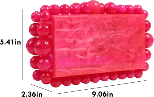 Vista 6 de Acrylic Evening Handbag Beads Bag for Women Graceful Shoulder Bag Satchel Marble Clutch Purses