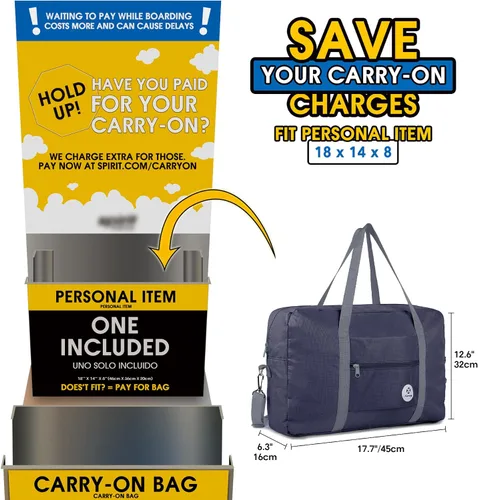 Vista 2 de Bolso de viaje equipaje de mano deportivo plegable para viajar en avión para mujeres y niñas 3112 Azul oscuro con correa para el hombro