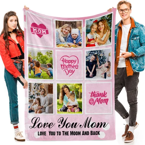 Vista 21 de Manta personalizada con fotos, texto, fotos personalizadas, regalos del día de San Valentín para mamá, papá, pareja, esposa, marido, novia, novio