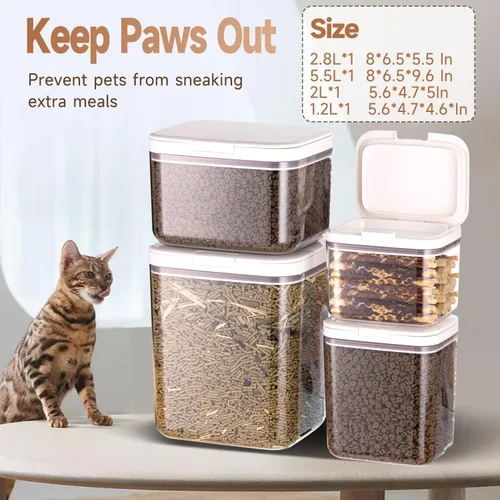 Vista 2 de LivLab Mker Contenedor de almacenamiento de comida para perros, contenedor hermético de 25 libras para alimentos para mascotas con taza medidora