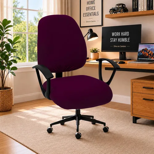 Vista 111 de Fundas elásticas resistentes al agua para sillas de computadora - Protectores lavables para respaldo giratorio y asiento para mascotas - Negro