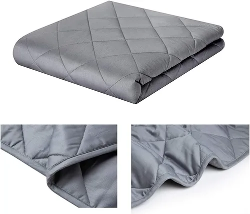 Vista 3 de ZZZhen - Manta con peso de alta transpirabilidad - 48''x72'' 15LB - Mantas pesadas premium - Sueño tranquilo para adultos y niños, edredones Gris