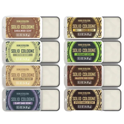 Vista 2 de Viking Revolution Paquete de 8 colonia sólida para hombres, juego de regalo de colonia para hombre, incluye sándalo, vetiver, tabaco dulce, salvia