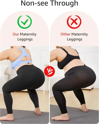Vista 3 de HOFISH Leggings de maternidad para mujer, sobre el vientre, no se transparentan, pantalones de yoga suaves, leggings de entrenamiento activo