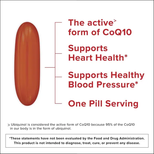 Vista 4 de Qunol Ubiquinol CoQ10 cápsulas blandas de 200 mg, potente antioxidante para la salud cardíaca y vascular, esencial para la producción de energía