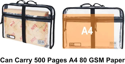 Vista 4 de Rough Enough Clear Document Bag Plastic File Folder Pouch Organizer Art Portfolio Case Small for A4 Paper Notebook School Supplies Important Document