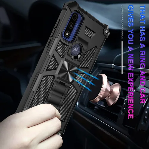 Vista 5 de Funda para Moto G Play 2023, Moto G Power 2022 con protector de pantalla de vidrio templado (cobertura completa) a prueba de golpes [grado militar]