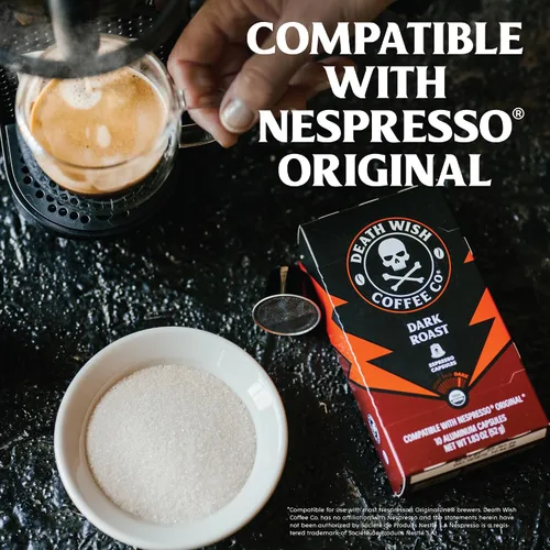Vista 2 de Death Wish Coffee Cápsulas de tostado oscuro para máquinas originales Nespresso Organic & Fair Trade Arabica & Robusta, Baker's Chocolate & Cherry