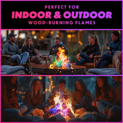 Vista 5 de Paquetes de Color de Fuego Magical Flames (Paquete de 5), Fuego Multicolor Vibrante para Hogarejos, Fogatas, Hogueras y Chimeneas - Accesorios