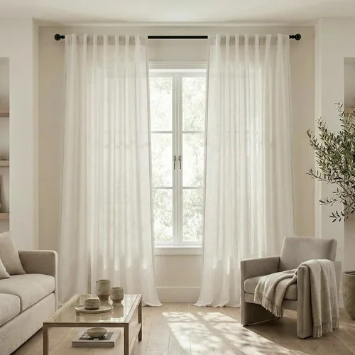 Vista 65 de Mrs.Naturall Cortinas negras de 45 pulgadas de largo, cortinas cortas de lino transparente para privacidad para cocina, dormitorio, ventanas