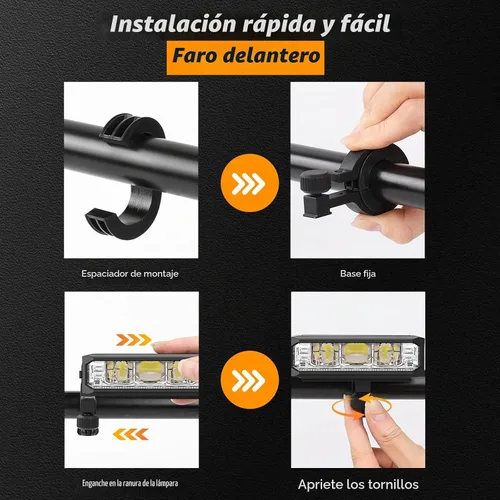 Vista 6 de Bright LED Bike Light for Night Riding,2025 Upgraded Rechargeable Bicycle Lights Set 5 Modes IPX6 Waterproof MTB Off-Road Cycling Commuting