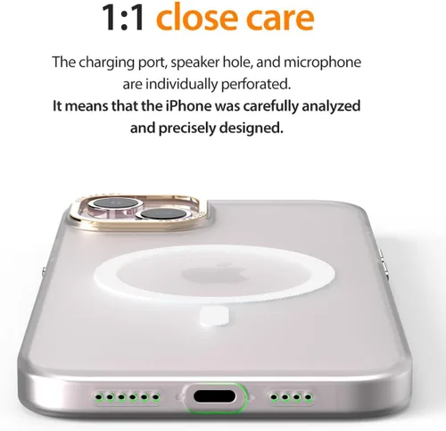 Vista 8 de araree Aero Frame - Funda diseñada para iPhone 15, compatible con MagSafe, policarbonato duro, delgada, translúcida, mate, antideslizante, cuerpo