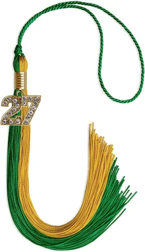 Vista 65 de Endea Graduation Borla de doble color con dije dorado (negro/oro brillante, 2022)