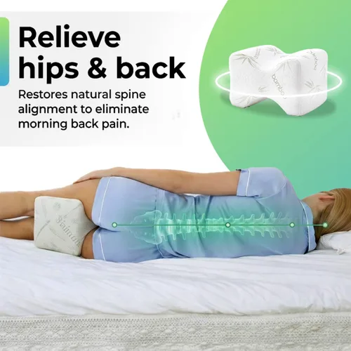 Vista 4 de Sacred Thread Almohada de rodilla de espuma viscoelástica para dormir de lado, almohada de piernas para dormir de lado con rayón derivado