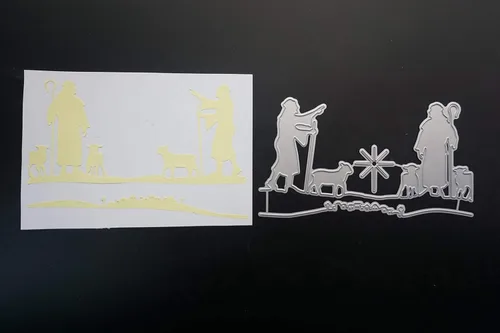Vista 4 de Troqueles de corte de pastores de metal, troqueles para el día del padre, animales, Navidad, hombre y mujer, plantillas en relieve, molde