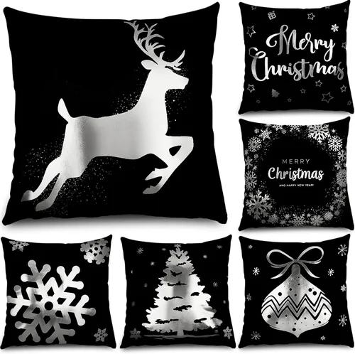 Vista 13 de Tatuo Juego de 6 fundas de almohada de Navidad de 18 x 18 pulgadas, fundas de almohada decorativas para Navidad, fundas de cojín para decoración