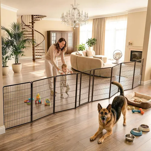 Vista 26 de FXW - Puerta para perro, extra ancha ajustable para aberturas de hasta 46 pulgadas, 24 pulgadas de alto Negro