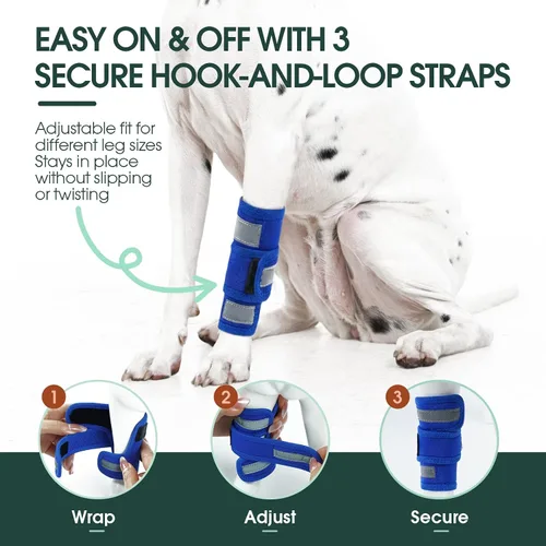 Vista 5 de Kuoser Soporte de pierna delantera para perro y protector de codo, codo ajustable para perro con tira reflectante, manga de compresión para piernas