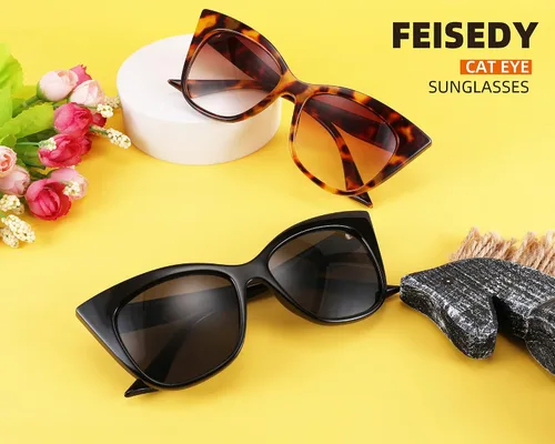 Vista 7 de FEISEDY Retro Vintage Cateye Gafas de sol para mujer UV400 Protección Sombras B4019