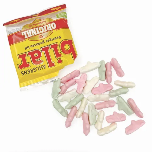 Vista 3 de 100 bolsas de aperitivos x 1.06 oz de Ahlgrens Bilar Original - Sueco - Masticable - Malvavisco - Autos - Caramelos - Dulces