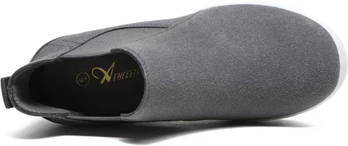 Vista 3 de Athlefit Zapatos deportivos de cuña oculta con plataforma para mujer, botas de tobillo con cuña elástica