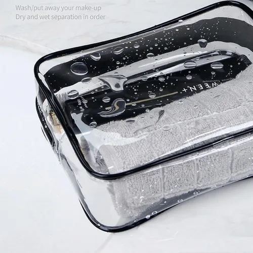 Vista 5 de Bolsas de cosméticos transparentes para mujeres y hombres, bolsas de aseo impermeables, bolsas de maquillaje de PVC, estuche organizador