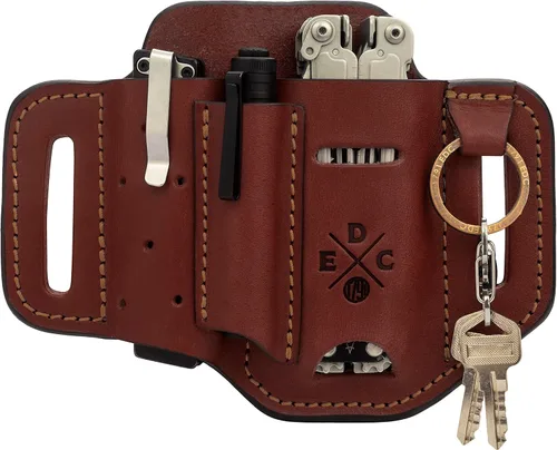 Vista 6 de Funda multiherramienta, organizador EDC de cuero, bolsa para cinturón para multiherramienta, cuchillo, bolígrafo, llaves, compatible con Leatherman