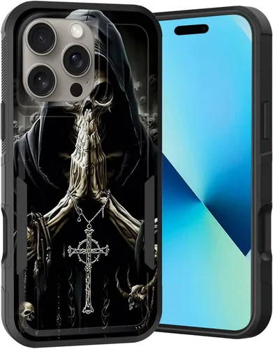 Vista 157 de Funda para iPhone Air, doble capa híbrida resistente resistente a prueba de golpes de policarbonato duro + funda protectora de silicona suave