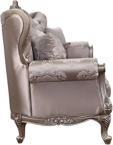 Vista 4 de Acme Jayceon Sofá capitoné de tela con 5 almohadas en beige champán