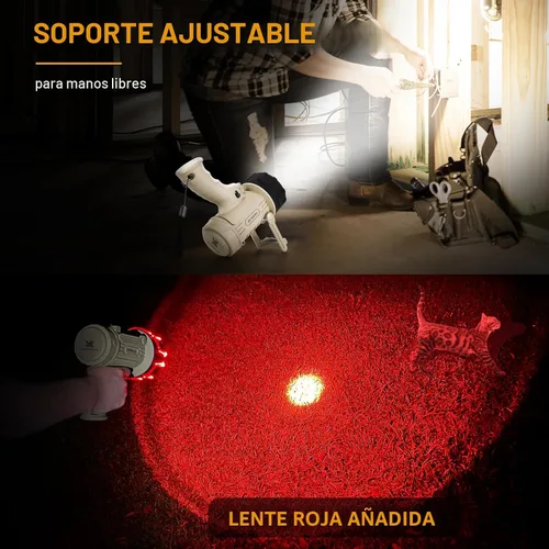 Vista 6 de YIERBLUE Linterna de Foco Recargable con LED de 1000000 Altos Lúmenes, Foco de Largo Alcance Impermeable IP67, Foco de Mano Resistente a Impactos