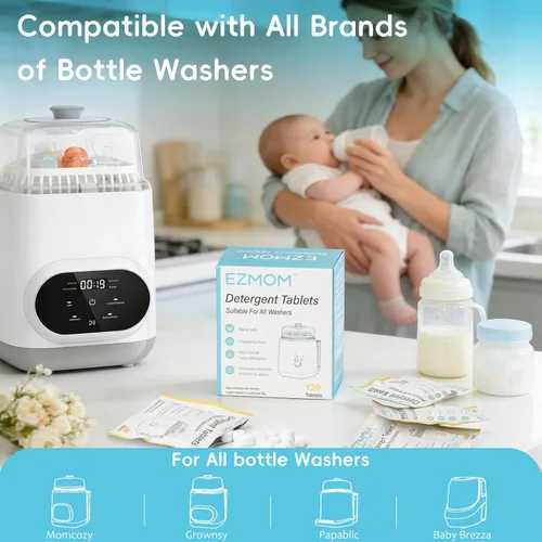 Vista 2 de Tabletas detergentes para lavar botellas, 120 tabletas de jabón detergentes universales, bloque de lavado de limpieza profunda, compatible con todas