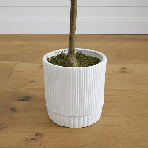 Vista 7 de Nearly Natural Árbol de olivo artificial de 6 pies con maceta decorativa blanca