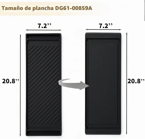 Vista 2 de DG61-00859A Piezas de repuesto de plancha para estufas Samsung, placa superior de plancha de gas Samsung, parrilla central reversible de hierro