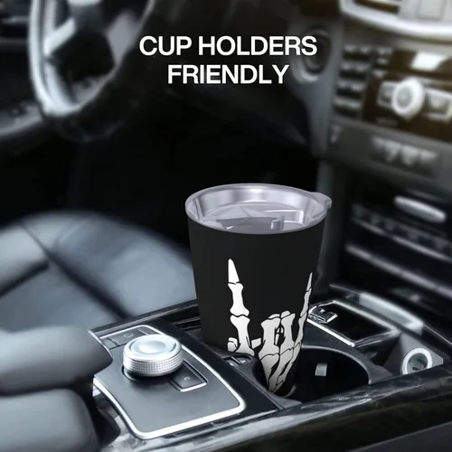 Vista 5 de NVJUI JUFOPL Vaso de mano de esqueleto con tapa, regalos divertidos para hombres y mujeres, regalos de cumpleaños para papá y mamá, taza de café