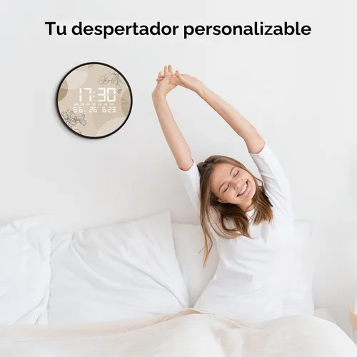 Vista 7 de Reloj de pared LED digital para el hogar y la oficina, bohemio, 12" Estilo bohemio