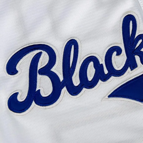Vista 5 de Dabuliu Camiseta de béisbol retro Black Legend 42 para hombre, parches bordados, camisetas hipster hip hop cosidas