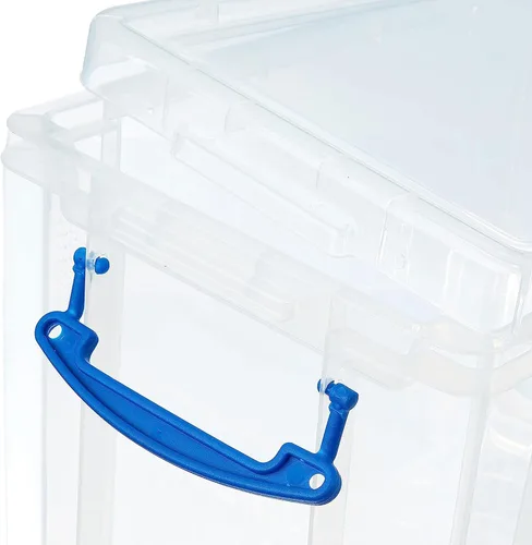 Vista 3 de Really Useful Box - Contenedor de almacenamiento apilable de plástico de 19 litros con tapa de presión y asas con clip de bloqueo incorporado