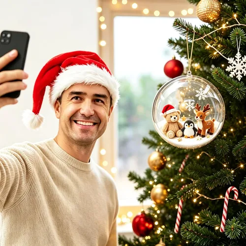 Vista 7 de 4 bolas de acrílico grandes de Navidad rellenables de 6.3 pulgadas