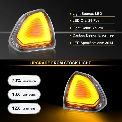 Vista 4 de Jinfili Espejo de remolque lateral LED de repuesto para Dodge Ram 1500, 2010-2018, Dodge Ram 2500 3500 68302828AA 68302829AA lente transparente