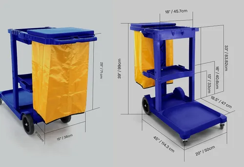 Vista 4 de Carrito de limpieza comercial con bolsa de vinilo AF08170 Azul