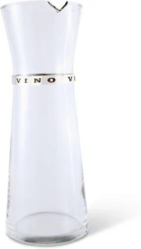 Vista 3 de Vagabond House Medici - Elegante jarra de vidrio transparente (In Vino Veritas) Elegante jarra de vidrio transparente para agua, jugo, leche, café