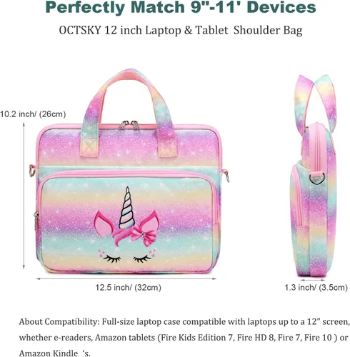 Vista 5 de Funda de transporte para tableta infantil Octsky - Bolsa protectora de 12.5 pulgadas con correa para el hombro, forro suave