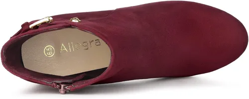 Vista 5 de Allegra K Botines de tacón alto grueso con hebilla lateral y plataforma baja para mujer