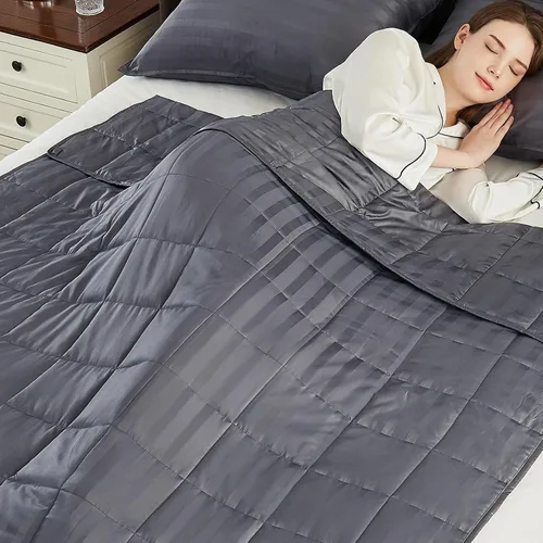 Vista 14 de anfie - Manta con peso para niños (40 x 60 pulgadas, 10 libras), ultrasuave y acogedora, refrescante, lavable a máquina, beige