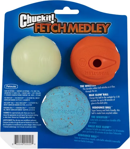Vista 3 de Chuckit! Pelotas para perros silbantes, brillantes y rebotantes (2.5 pulgadas) para perros medianos