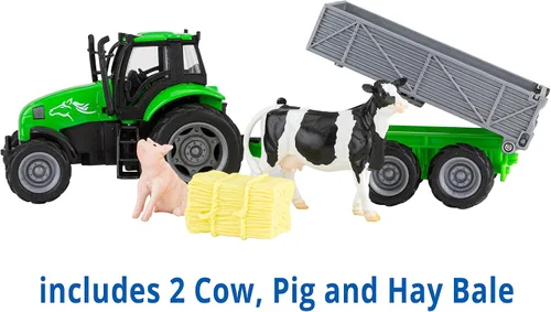Vista 2 de Breyer Horses Breyer Farms - Juego de tractor y vagón Tag-a-Long 5 pulgadas de alto x 11 pulgadas de largo x 4 pulgadas de profundidad Incluye