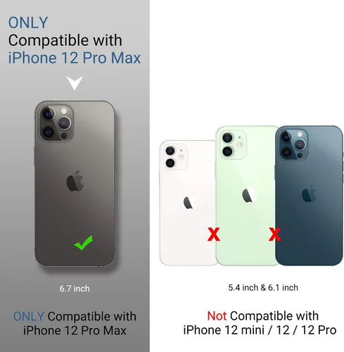 Vista 4 de ULAK Compatible con iPhone 12 Pro Max Funda Cartera con Portarjetas, Funda de Cuero PU con Soporte Plegable Ranuras para Tarjetas Correa de Muñeca
