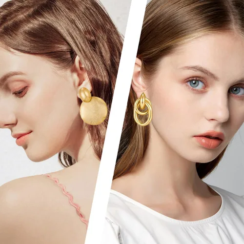 Vista 4 de 8 pares de aretes colgantes dorados y plateados para mujer, aretes largos de gota de agua para mujer, aretes grandes de lágrima, juego de joyería