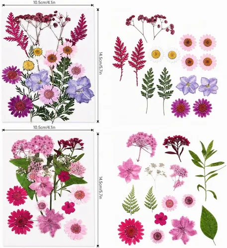 Vista 2 de 80 piezas de flores prensadas para resina con pinzas curvadas 80 piezas multicolor surtidas